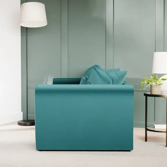 3-Seater Curved Arm Sofa - Teal, Velvet