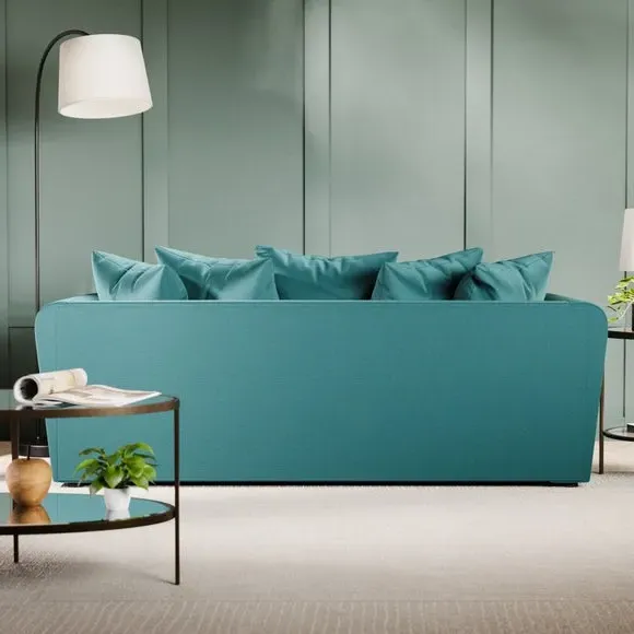 3-Seater Curved Arm Sofa - Teal, Velvet