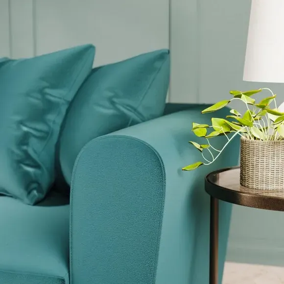 3-Seater Curved Arm Sofa - Teal, Velvet