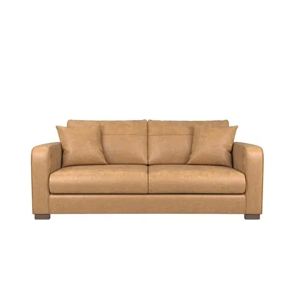 3-Seater Deep Sit Sofa - Tan, Faux Leather