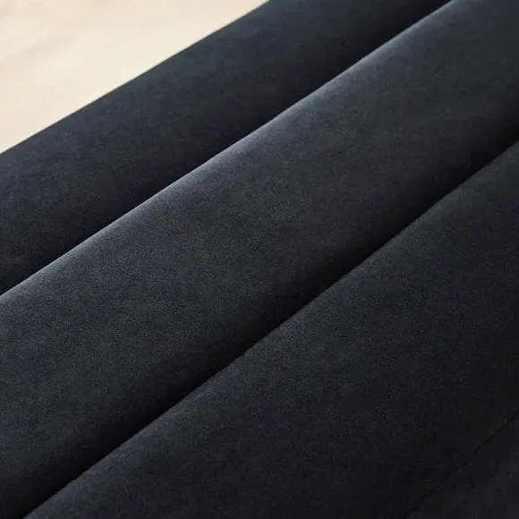 3-Seater Dining Bench with Curved Detail - Black, Velvet