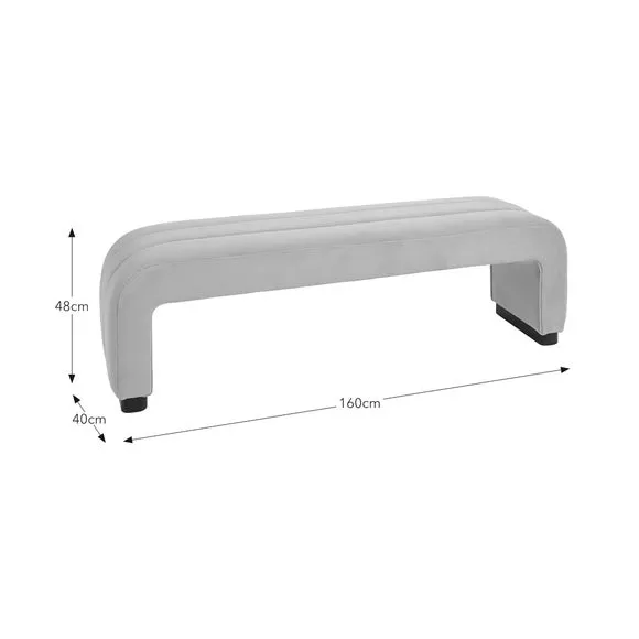 3-Seater Dining Bench with Curved Detail - Mink, Velvet