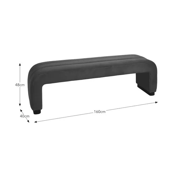 3-Seater Dining Bench with Curved Detail - Olive, Velvet