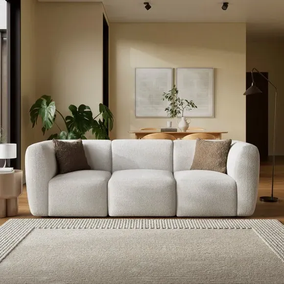 3-Seater Modular Sofa Chunky Tonal - Natural Boucle image