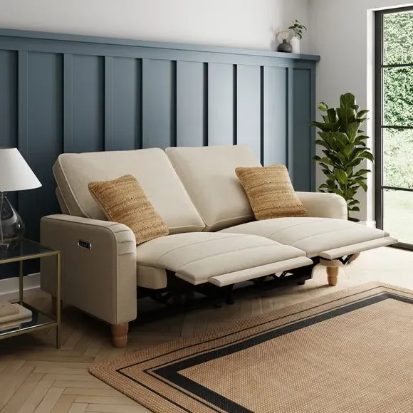 3-Seater Power Recliner Sofa - Natural, Fabric
