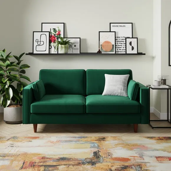 3-Seater Sofa Bed - Racing Green, Velvet
