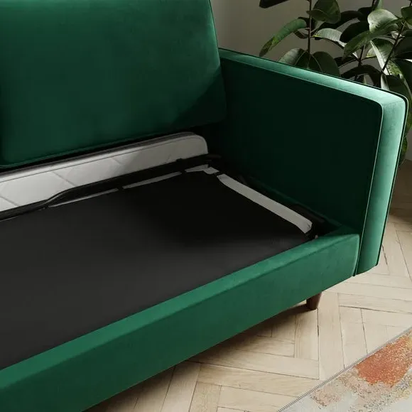 3-Seater Sofa Bed - Racing Green, Velvet