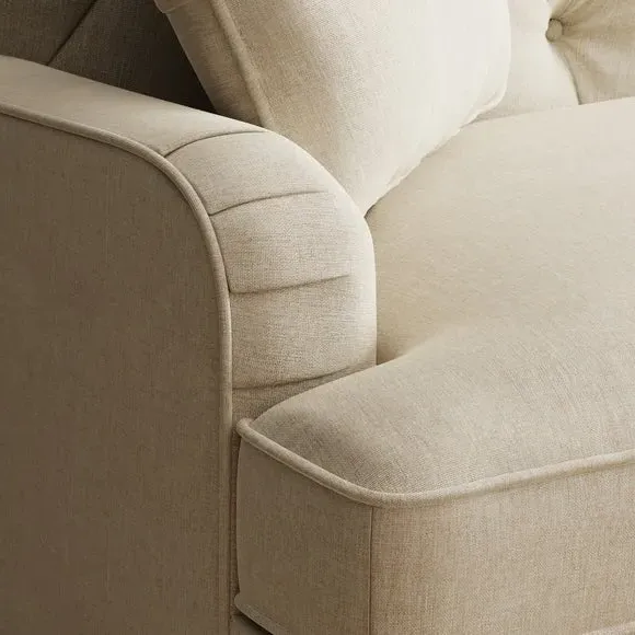 3-Seater Sofa Bed with Buttons - Natural, Fabric