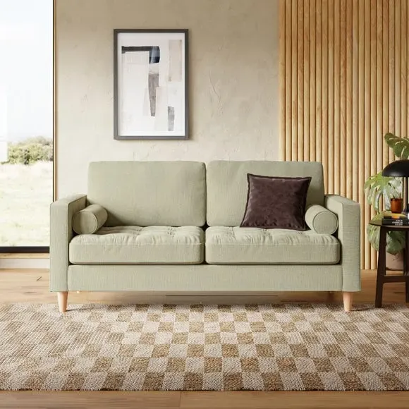 3-Seater Sofa Bed with Buttons - Sage, Chenille