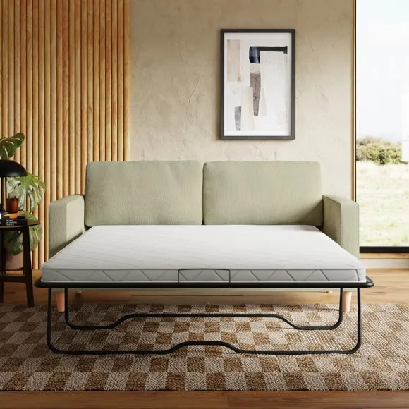 3-Seater Sofa Bed with Buttons - Sage, Chenille