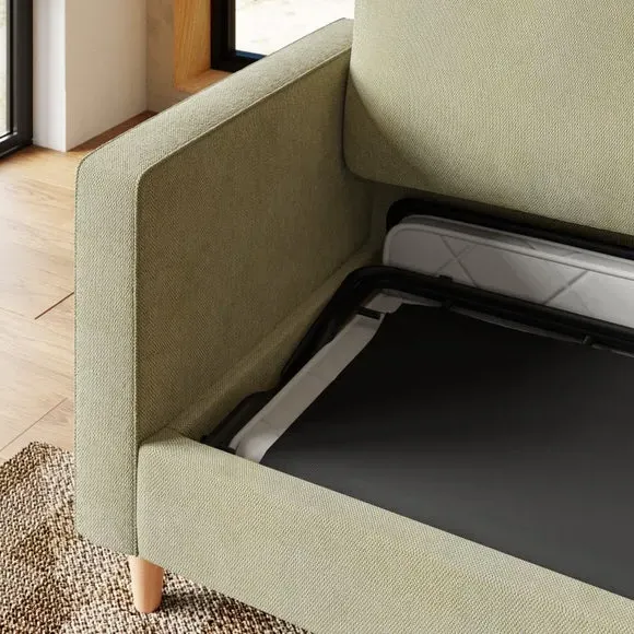 3-Seater Sofa Bed with Buttons - Sage, Chenille