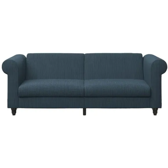 3-Seater Sofa Bed with Recliner - Blue, Corduroy