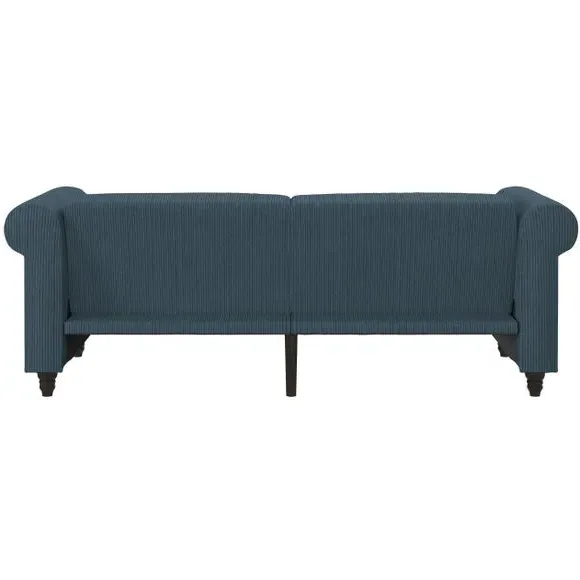 3-Seater Sofa Bed with Recliner - Blue, Corduroy