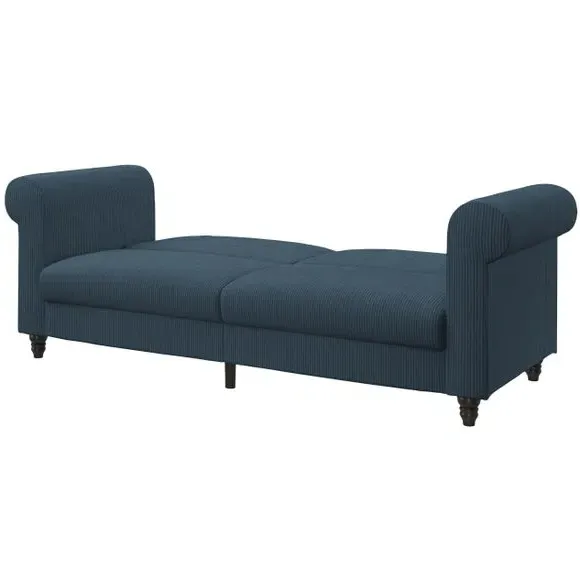 3-Seater Sofa Bed with Recliner - Blue, Corduroy