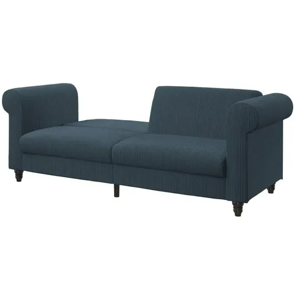 3-Seater Sofa Bed with Recliner - Blue, Corduroy
