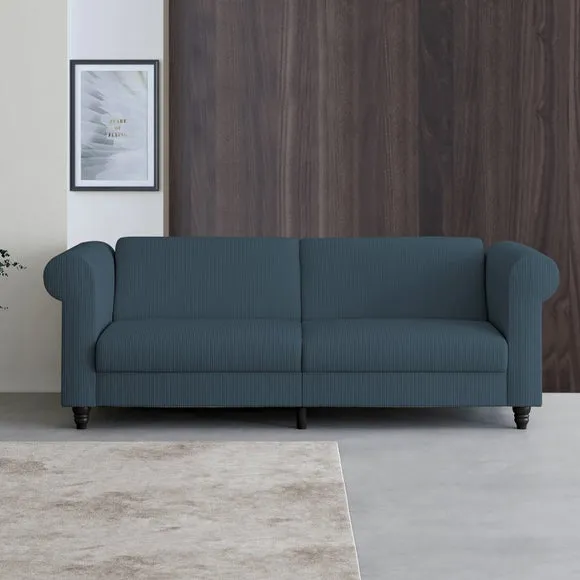 3-Seater Sofa Bed with Recliner - Blue, Corduroy image