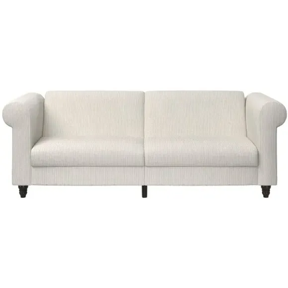 3-Seater Sofa Bed with Recliner - Cream, Corduroy