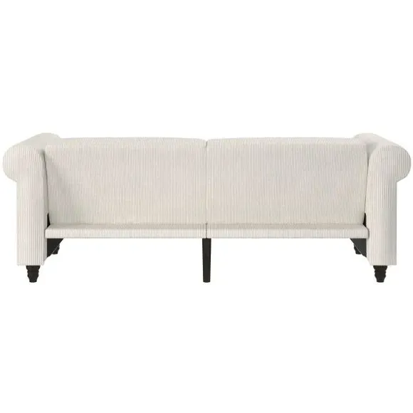 3-Seater Sofa Bed with Recliner - Cream, Corduroy