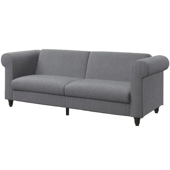 3-Seater Sofa Bed with Recliner - Grey, Corduroy