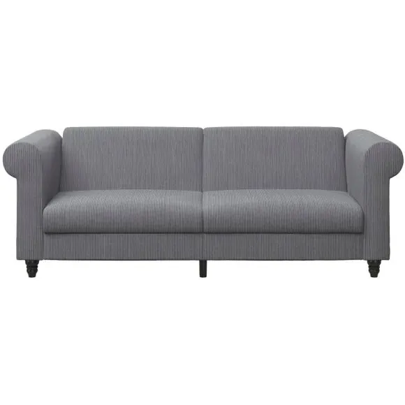 3-Seater Sofa Bed with Recliner - Grey, Corduroy