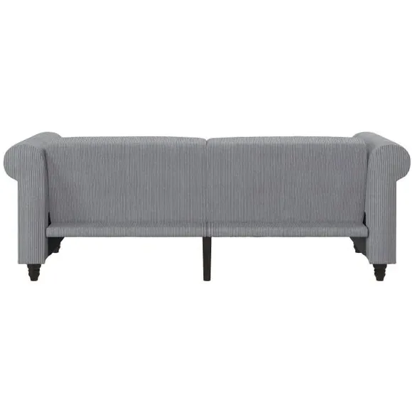 3-Seater Sofa Bed with Recliner - Grey, Corduroy