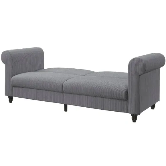 3-Seater Sofa Bed with Recliner - Grey, Corduroy
