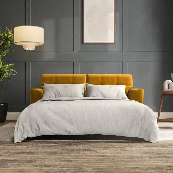 3-Seater Sofa Bed with Storage - Amber Gold, Velvet image