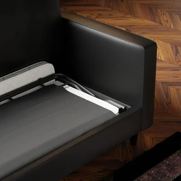 3-Seater Sofa Bed with Storage - Black, Faux Leather