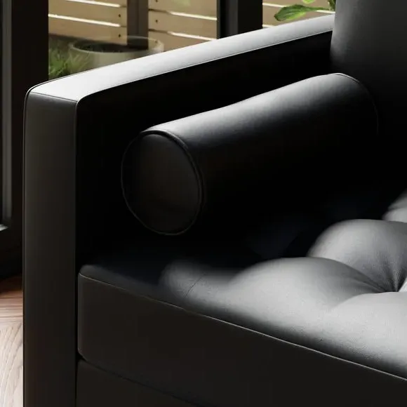 3-Seater Sofa Bed with Storage - Black, Faux Leather