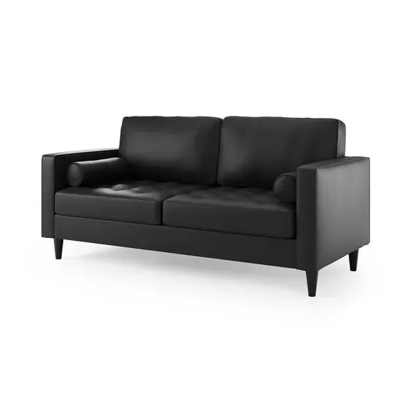 3-Seater Sofa Bed with Storage - Black, Faux Leather
