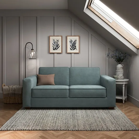3-Seater Sofa Bed with Storage - Blue, Chenille