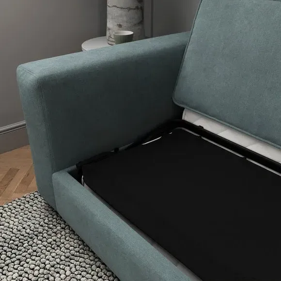 3-Seater Sofa Bed with Storage - Blue, Chenille