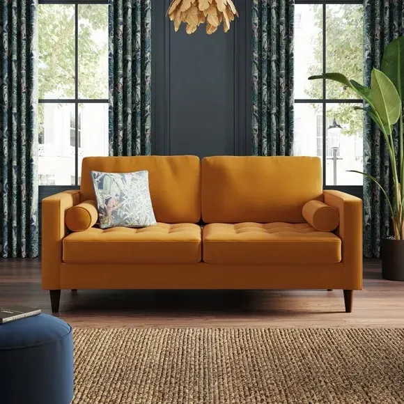3-Seater Sofa Bed with Storage - Gold, Velvet