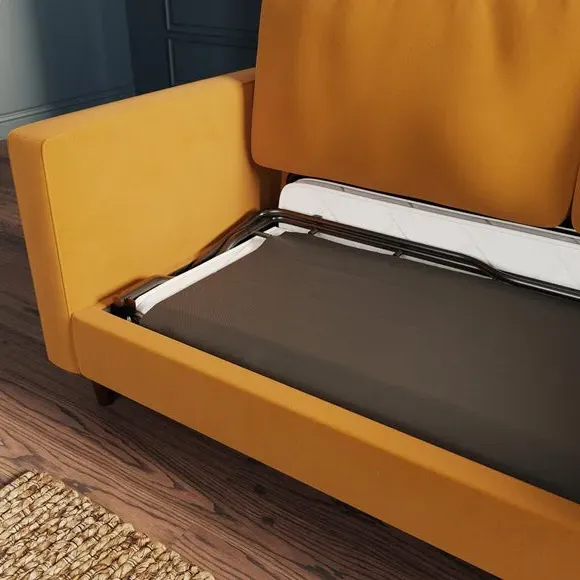 3-Seater Sofa Bed with Storage - Gold, Velvet