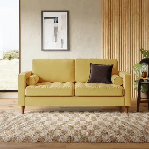 3-Seater Sofa Bed with Storage - Gold, Velvet