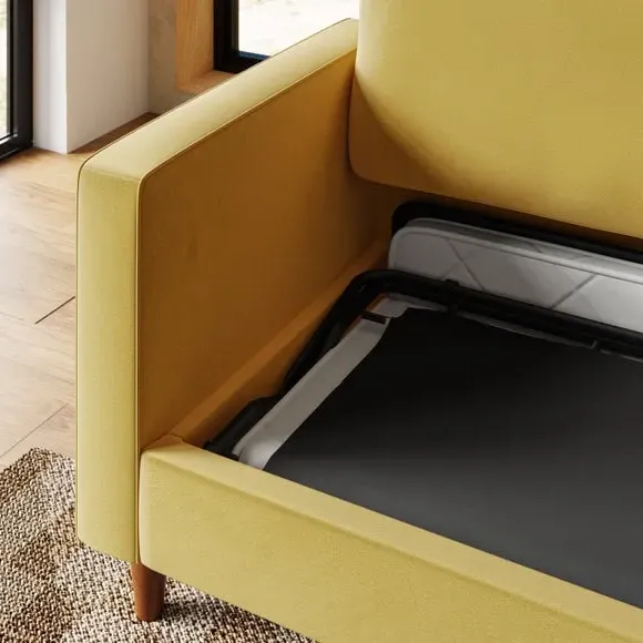 3-Seater Sofa Bed with Storage - Gold, Velvet