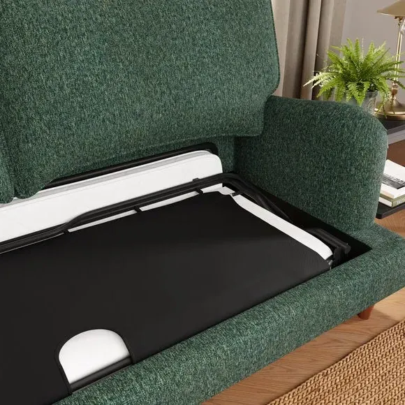 3-Seater Sofa Bed with Storage - Green, Chenille
