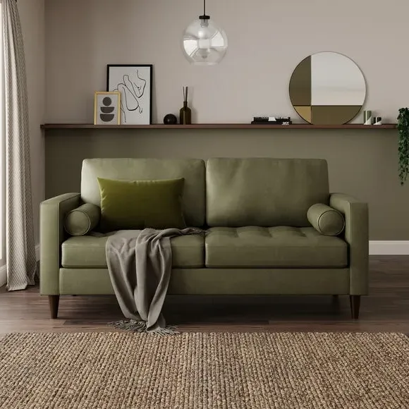 3-Seater Sofa Bed with Storage - Green, Faux Leather