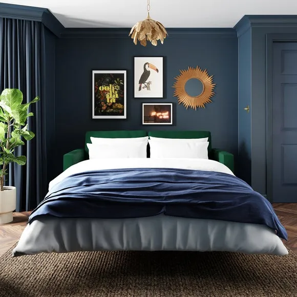 3-Seater Sofa Bed with Storage - Green, Velvet
