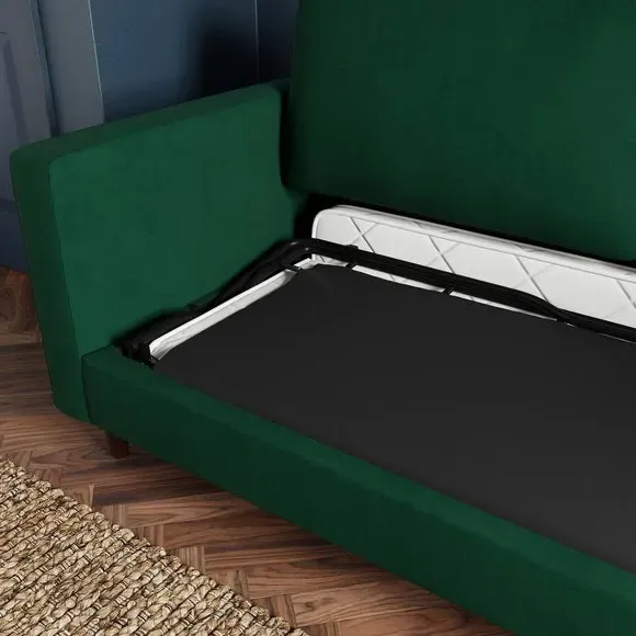 3-Seater Sofa Bed with Storage - Green, Velvet
