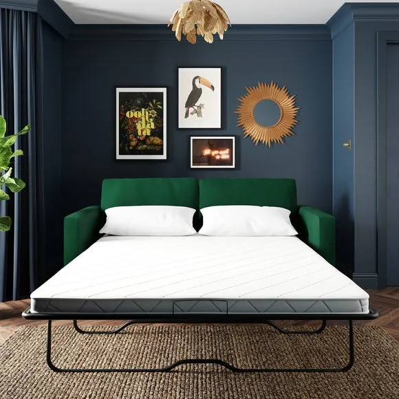 3-Seater Sofa Bed with Storage - Green, Velvet