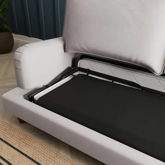 3-Seater Sofa Bed with Storage - Grey, Flatweave