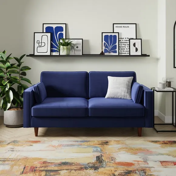 3-Seater Sofa Bed with Storage - Indigo, Velvet