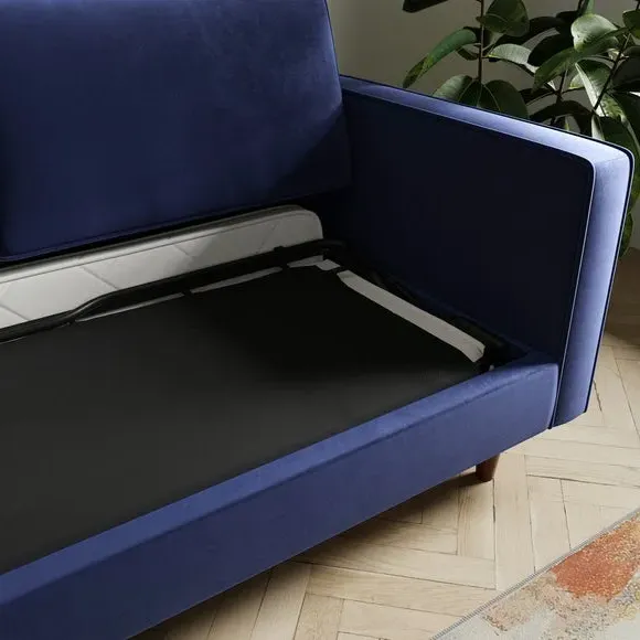 3-Seater Sofa Bed with Storage - Indigo, Velvet