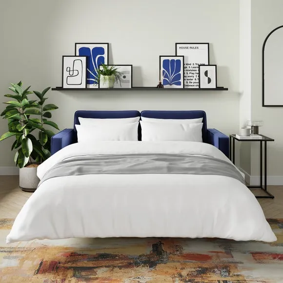 3-Seater Sofa Bed with Storage - Indigo, Velvet