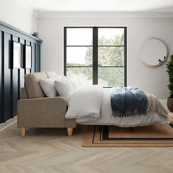 3-Seater Sofa Bed with Storage - Linen, Fabric