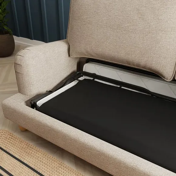 3-Seater Sofa Bed with Storage - Linen, Fabric
