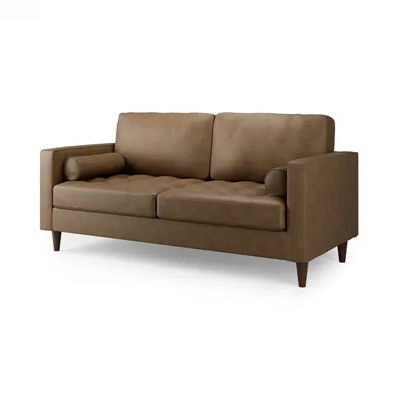 3-Seater Sofa Bed with Storage - Mocha, Faux Leather