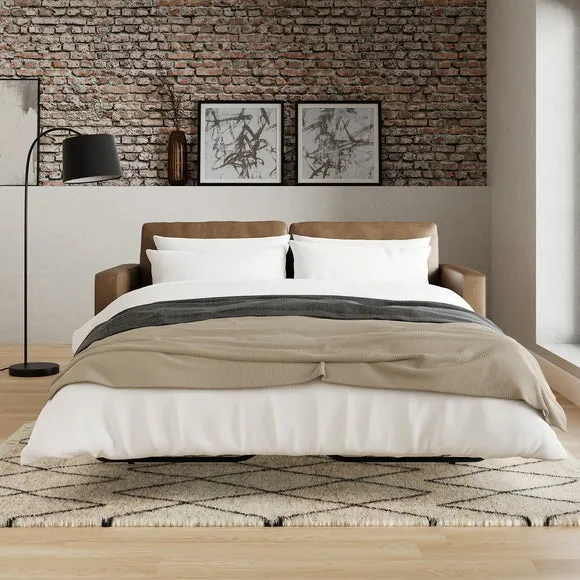 3-Seater Sofa Bed with Storage - Mocha, Faux Leather