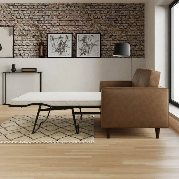 3-Seater Sofa Bed with Storage - Mocha, Faux Leather
